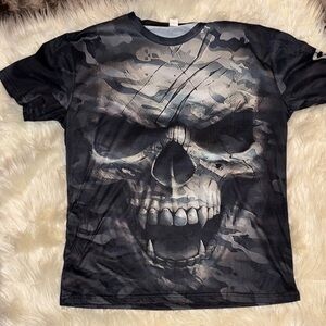 Men's Camouflage Skull Graphic T-Shirt